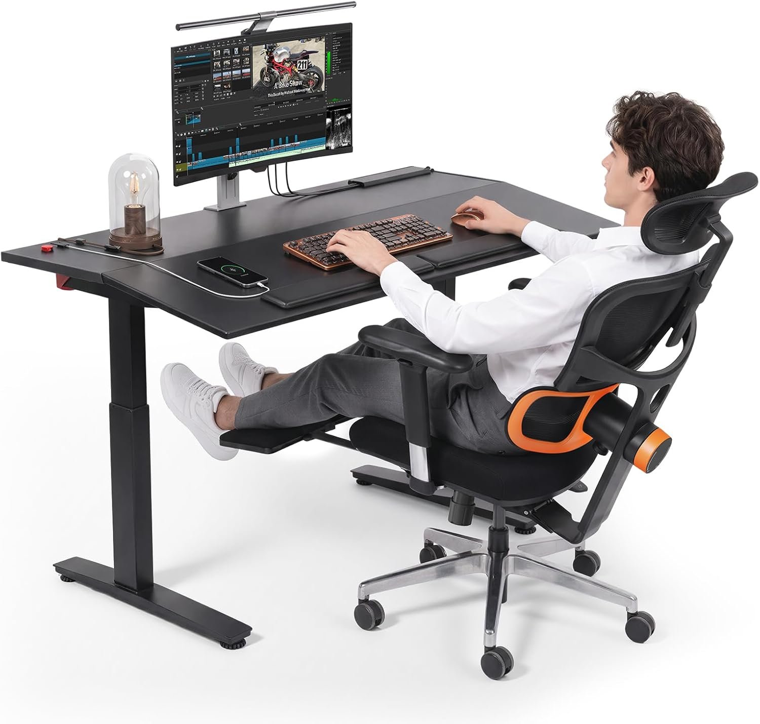 Recline workstation bundle with desk and chair