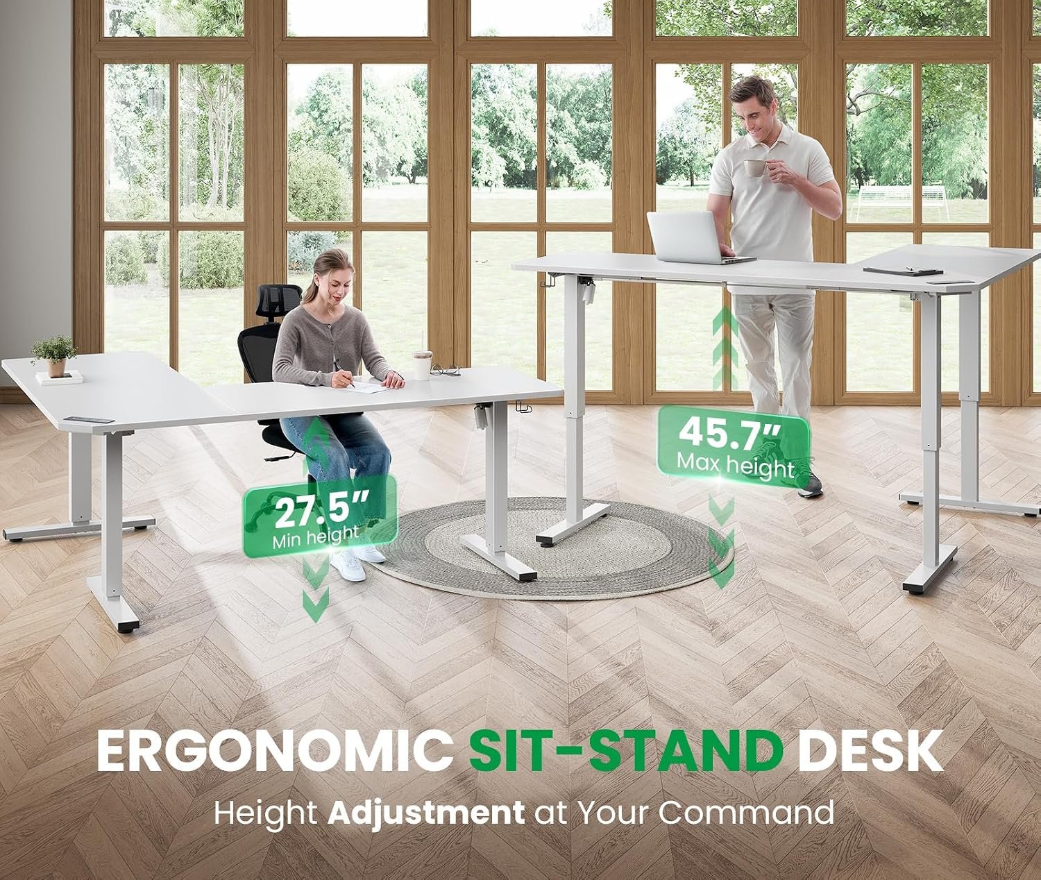 SIAGO L-Shaped Standing Desk with Charging Station
