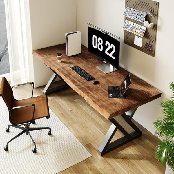 55 inch solid wood industrial home office desk