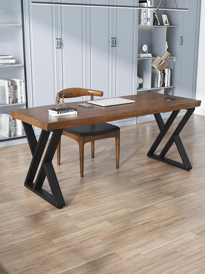 55-Inch Solid Wood Industrial Home Office Desk - Image 2