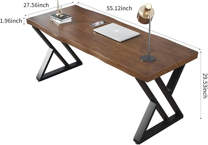 55-Inch Solid Wood Industrial Home Office Desk - Image 3